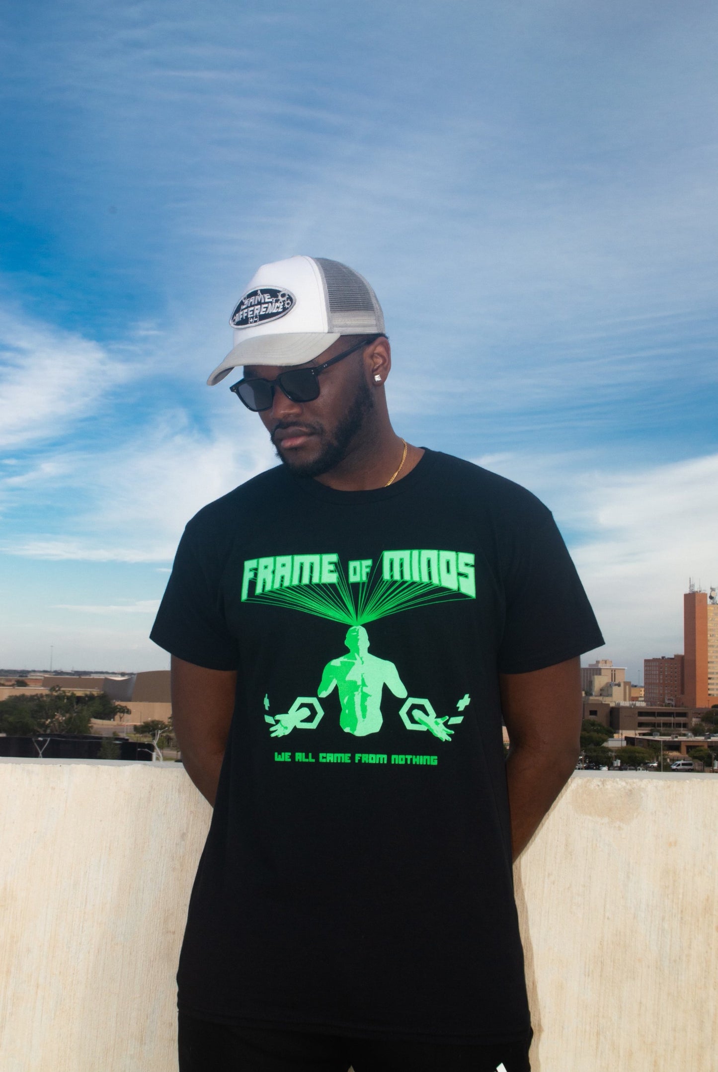 FRAME OF MIND BLACK/GREEN TEE